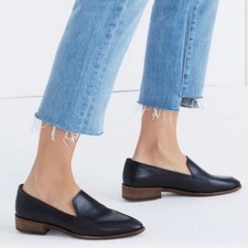 Women's Madewell Classic Preppy The Franc s Loafer Black Leather US 8