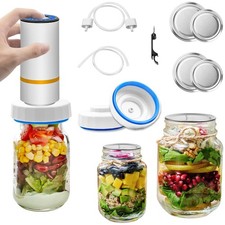 Electric Mason Jar Vacuum Sealer Kit Handheld Food Storage Sealer White