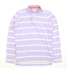 Anno Domini Men's Purple Striped Long Sleeve Polo Shirt M
