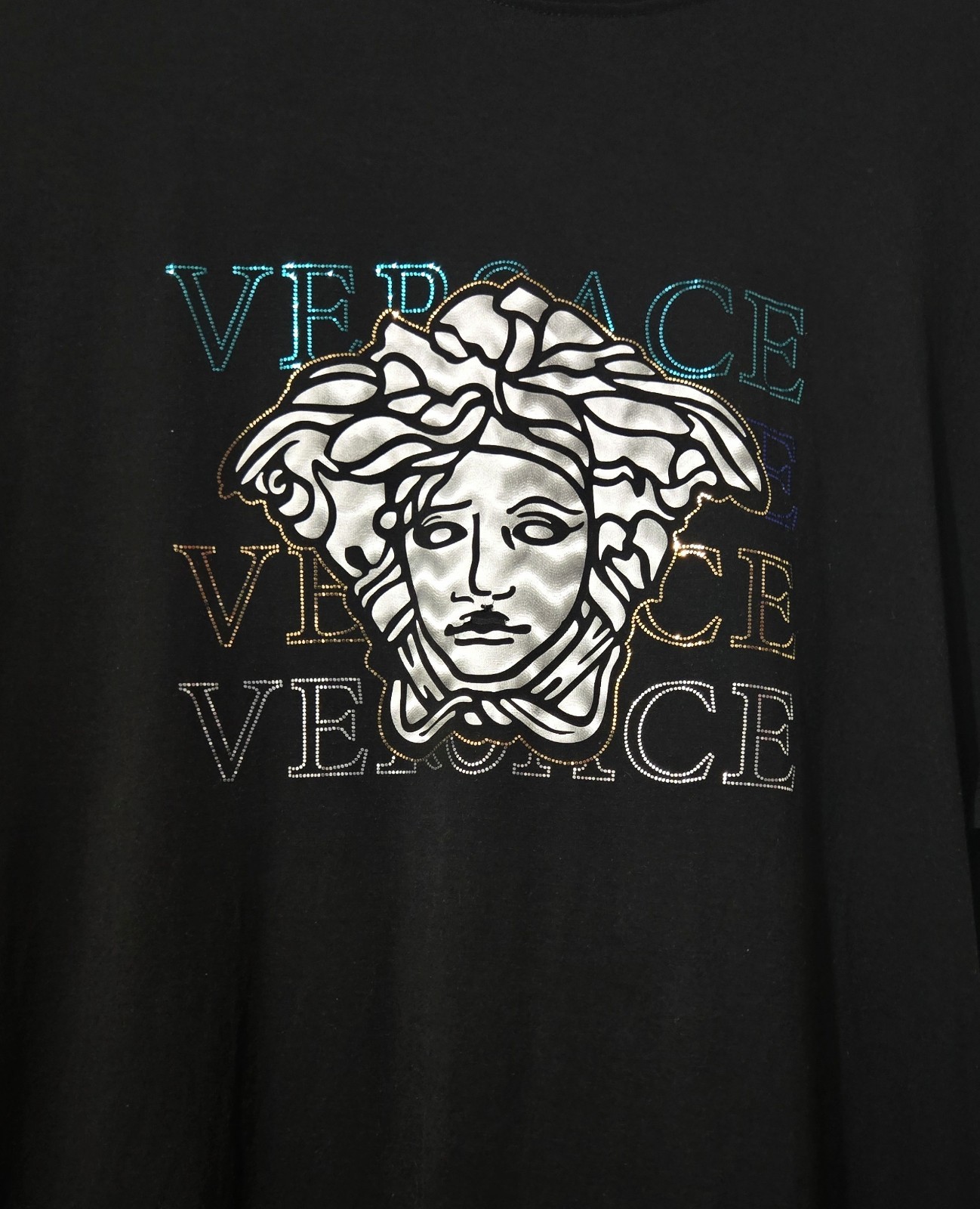 Versace t-shirt with bright green, gold, and gray lettering, size XXL, AAArepli thumbnail 7