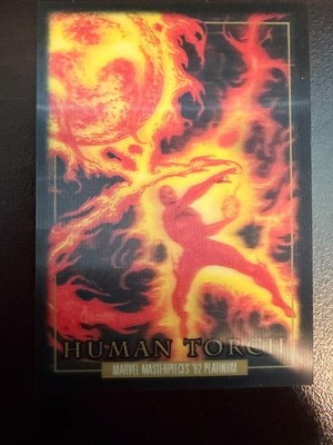 SKYBOX 2024 MARVEL MASTERPIECES 92 PLATINUM HUMAN TORCH LENTICULAR CARD #31