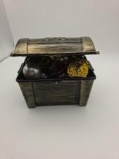  1 Mini Pirate Treasure Chest Plastic Party Favor Hinged Storage Box Geocache
