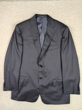 Ermenegildo Zegna Blazer Suit Jacket Mens 44R Blue Windowpane 2 Button Wool