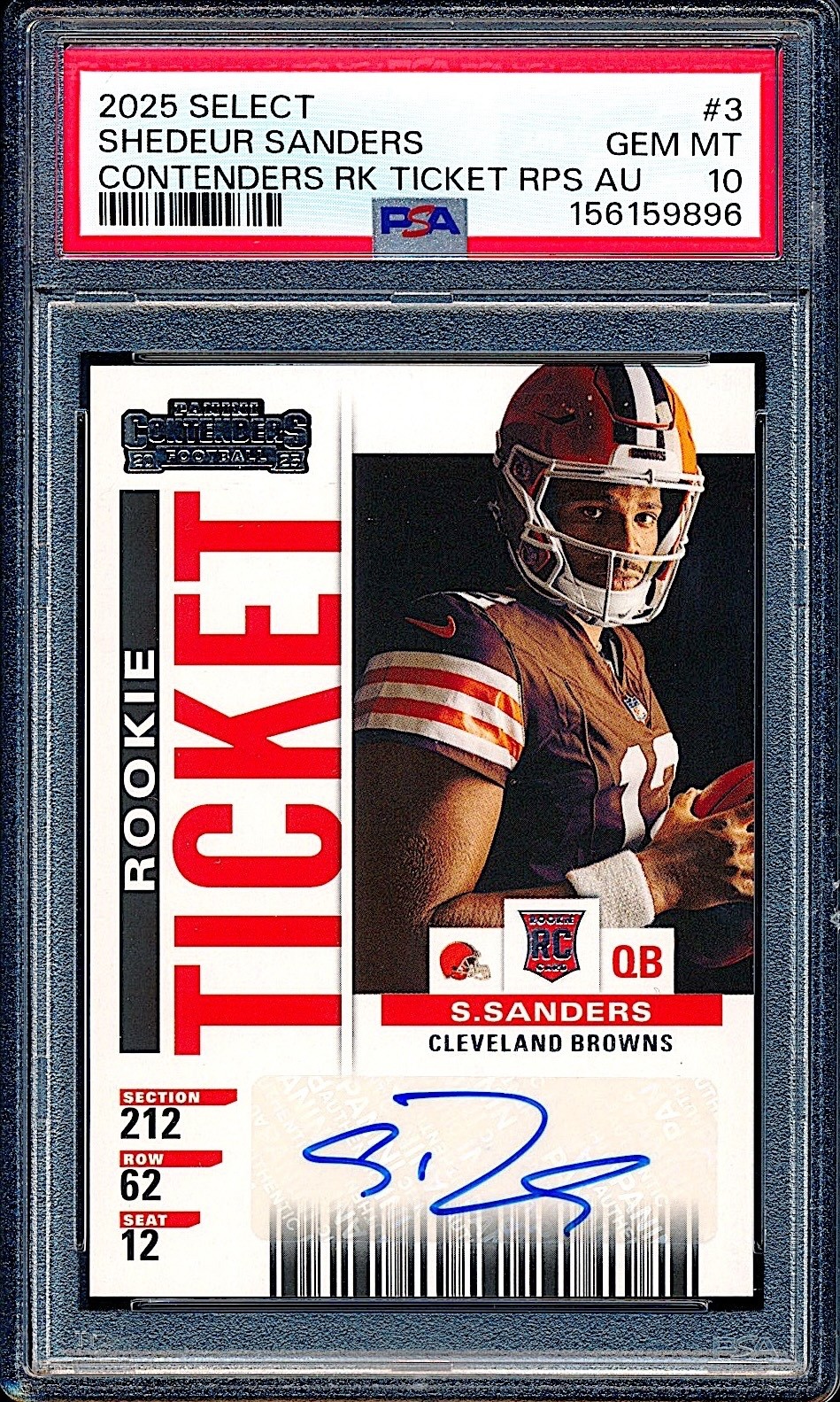 2025 Select Contenders Rookie Ticket Shedeur Sanders Rookie RC #3 PSA 10 GEM MIN