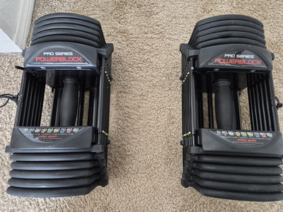 POWERBLOCK Pro Series Pro EXP Adjustable Dumbbells 10-90 lb Pair, Black