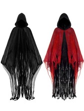 2 Pcs Halloween Horror Grim Reaper Costume Cloak Medieval Gothic Wizard Robe