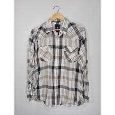 Rock Creek Ranch Mens Plaid Western Pearl Snap Shirt Tan Black Blue Long Sleeve