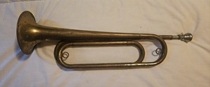 Antique Vintage U.S. Regulation Made in USA Brass Bugle Charge Trumpet