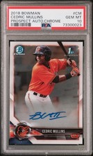 2018 1st Bowman Chrome #CPA-CM Cedric Mullins RC AUTO PSA 10