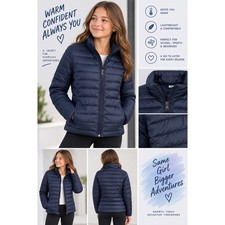 Old Navy Girls Puffer Jacket Navy Blue Lightweight Quilted Active XS 5