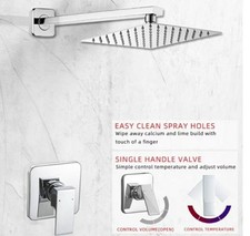 Heable Shower Faucet Set 8" Polished Chrome Single Function Shower Trim Kit NEW