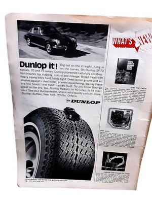 Vintage 1971 Dunlop Radial Tires Porsche Car Vintage Print Ad