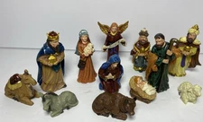 Mini Christmas Nativity Scene Set Display Lot Resin 12 Piece Angel Baby Jesus
