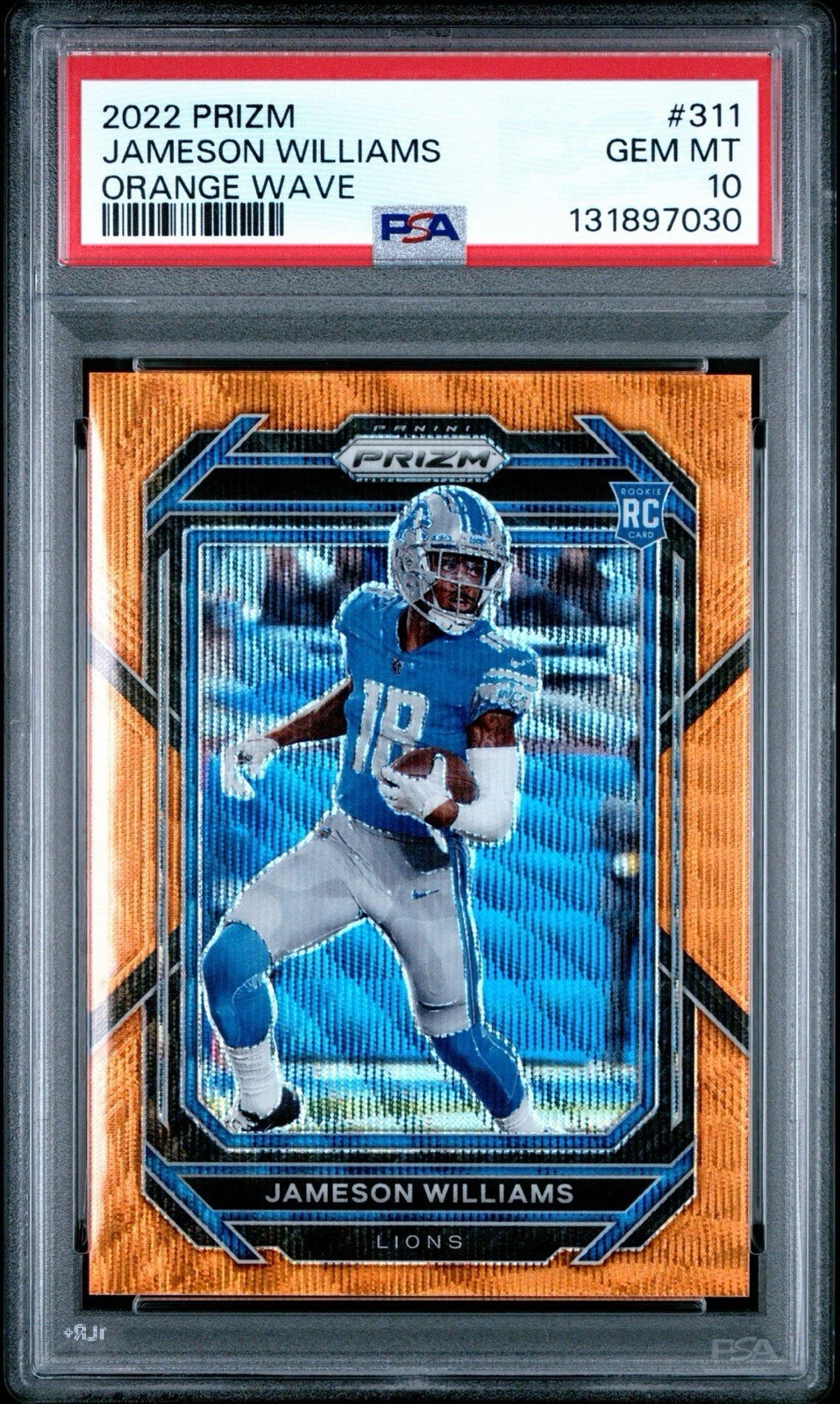 2022 Panini Prizm Jameson Williams #311 Orange Wave Rookie /60 PSA 10 Gem Mint