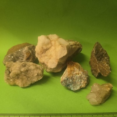 6 Stück Steine und Mineralien Sammlung, Gelena, Kupfererz, Calcit, Quarzkristall