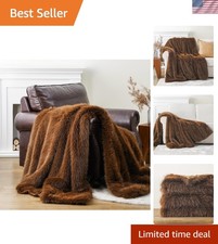 Elegant Faux Fur Throw Blanket 50"x60" in Golden Brown - Luxe Comfort