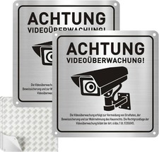 2 St&uuml;ck Schild Video&uuml;berwachung Privatgrundst&uuml;ck mit DSGVO Hinweis, 15 x 15 cm A
