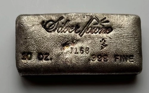First Gen. Very Low Serial #168 Silvertowne 10 Oz. 999 Fine Silver Old Pour Bar