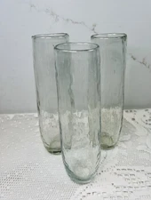 Hammered Glass Champagne Flutes Set of 3 – Heavy Thick Glass