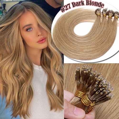 14"-24" Nano Ring Double Drawn Russian/Indian Remy Human Hair Extensions 150g UK - Picture 29 of 39