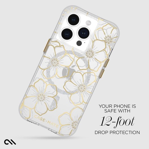 Genuine Case-Mate Apple iPhone 15 Pro MagSafe Floral Gems Shock Drop Tough Case - Picture 7 of 9