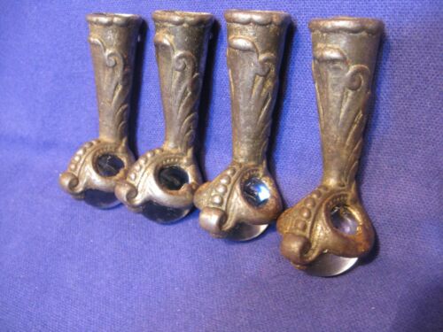 Antique Cast Iron Claw Foot Glass Ball Table 4” Leg Hardware Set of 4 Vintage - Picture 2 of 17