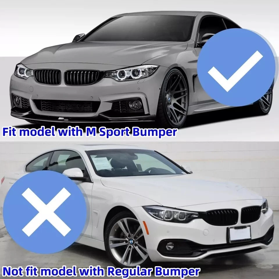Para BMW 4 Series M Sport F32 F33 F36 Performance divisor frontal brilho labial preto - Imagem 2 de 4