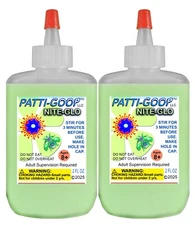 PATTI-GOOP NITE-GLO GLOW-IN-THE-DARK 2 BOTTLES FOR CREEPY BUGS RUBBERY CRAWLERS