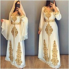 Maxi farasha Abaya SALE New Moroccan Dubai Kaftan Dress White Fancy Long Gown
