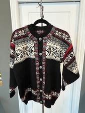 Norwool of Norway Cardigan Sweater Size Small Pure Wool Fair Isle Nordic Lodge