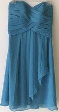 David's Bridal Blue Bridesmaid Dress Prom Formal Cocktail Strapless F14847 4