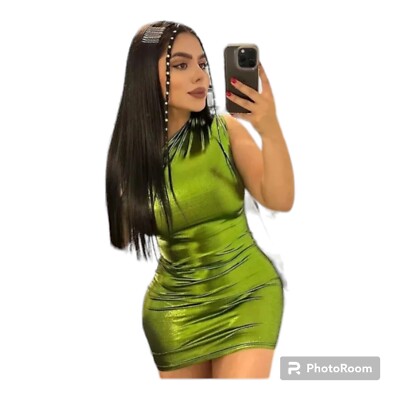 princess polly baby blue dress Metallic Mini Dress. Women's One Shoulder Sleeveless Bodycon main image 0