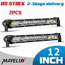 2pcs 12 Led Work Light Bars Spot Flood Combo Work Suv Boat Driving Offroad Atv