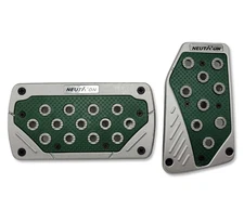 Silver and Green Universal Sports Pedal Pad Non Slip Automatic Car Neutron Style