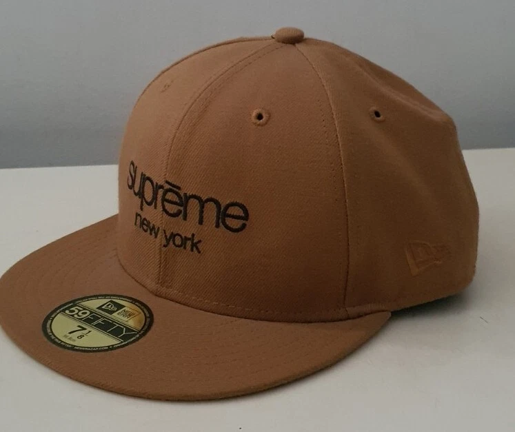 Casquette chapeau marron FW10 Supreme Classic Logo New Era 7 1/8 vintage 2010 très rare