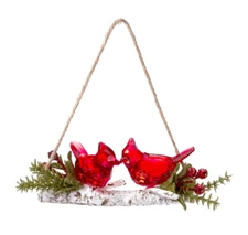 Kissing Krystals CARDINALS ON BIRCH BRANCH Mistletoe Christmas Ornament by Ganz