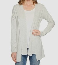 265 Michael Stars Women's Gray Draped Hooded Open Front Cardigan Sweater Size M