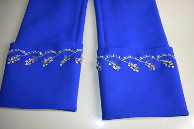 Pantalon Cropped Oscar De La Renta - Bleu Royal Avec Broderies Et Paillettes - Taille XS/S (2-4) - Neuf Avec Étiquettes