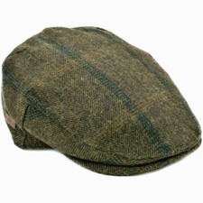 New Flat Cap Wool Blend Mens Checkered Tweed Olive Grey Hunting Cabbie Plaid Hat