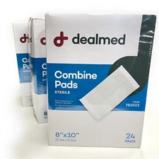 72 Dealmed Combine Pads Sterile Abdominal ABD 3-24 Count 8" x 10" #783503