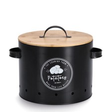 Zeller Vorratsdose m. Bambusdeckel 'Potatoes' schwarz ca. Ø 22,5 - 28 x 18 - ...