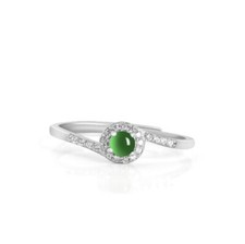 Certified Green Burma Natural A Jade jadeite Sterling 925 Silver Fashion Ring