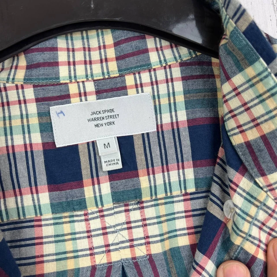 Camisa Jack Spade Warren Street New York Mediana a Cuadros Manga Larga Con Botones Hombres Foto 3 de 4