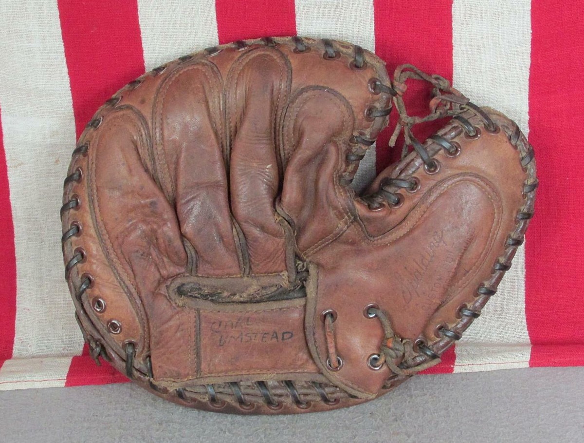 Vintage 1940s Spalding Leather Catchers Mitt Baseball Glove Rudy