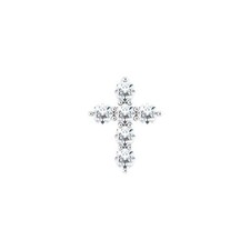 14K White Gold 1/4 CTW Lab-Grown Diamond Cross Pendant for Women 0.35gm