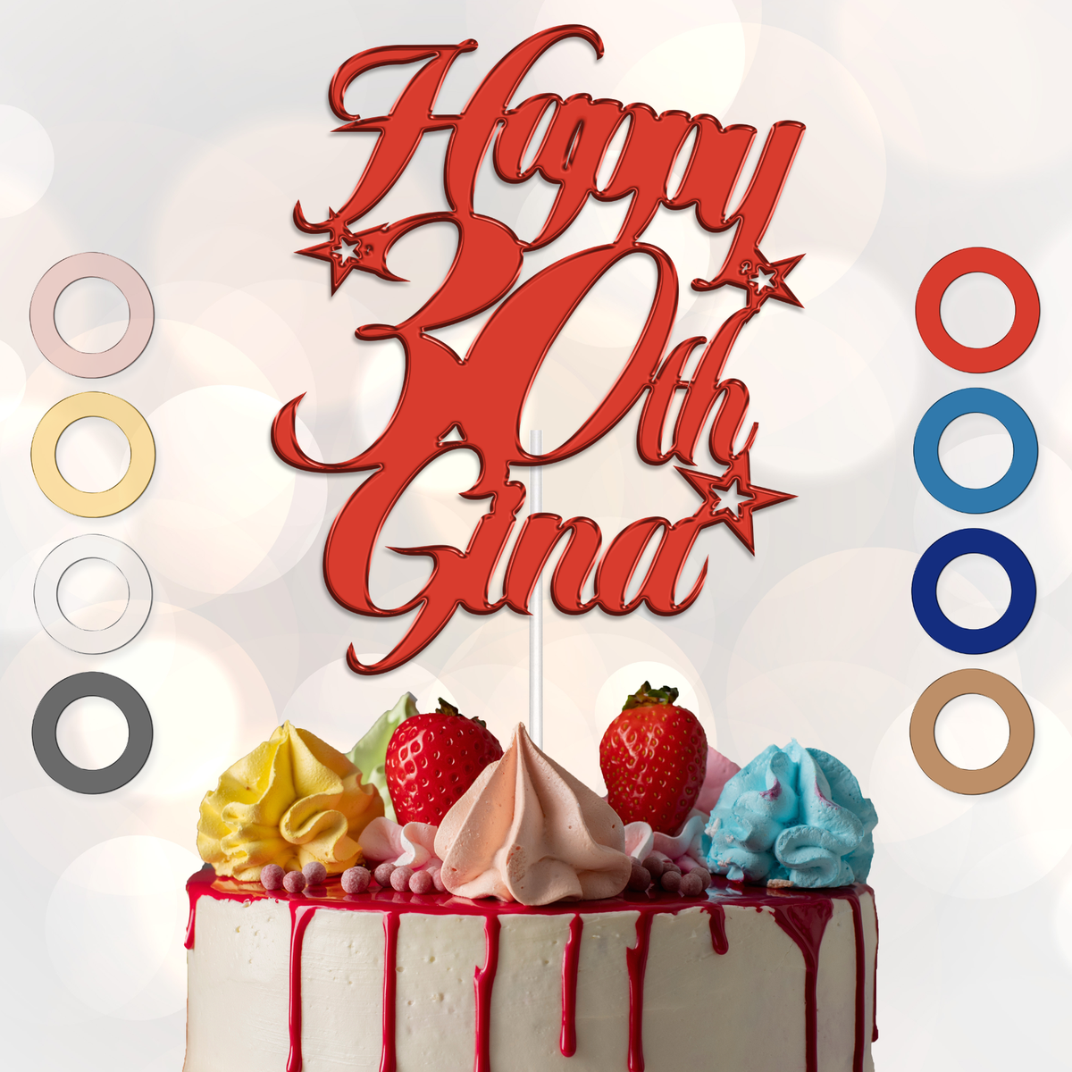28th Birthday Cake Topper – Rose Gold Glitter, Happy 28th Decor For Men & Women