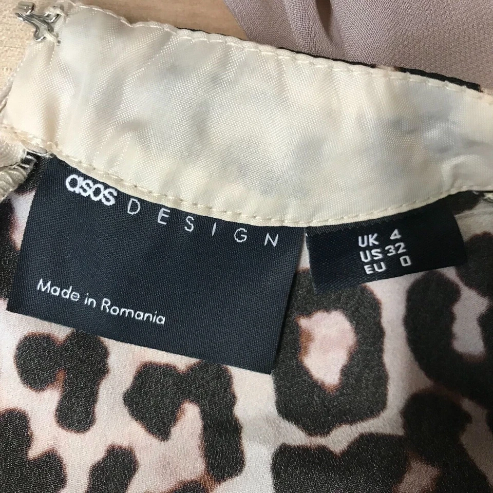 ASOS DESIGN - WOMEN'S 32 - TAN ANIMAL PRINT SHORT SLEEVE PENCIL DRESS - Image 4 of 4