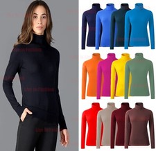 Womens Ladies Long Sleeve Polo Neck Turtle Roll High Neck Jumper Top Sizes 8-26
