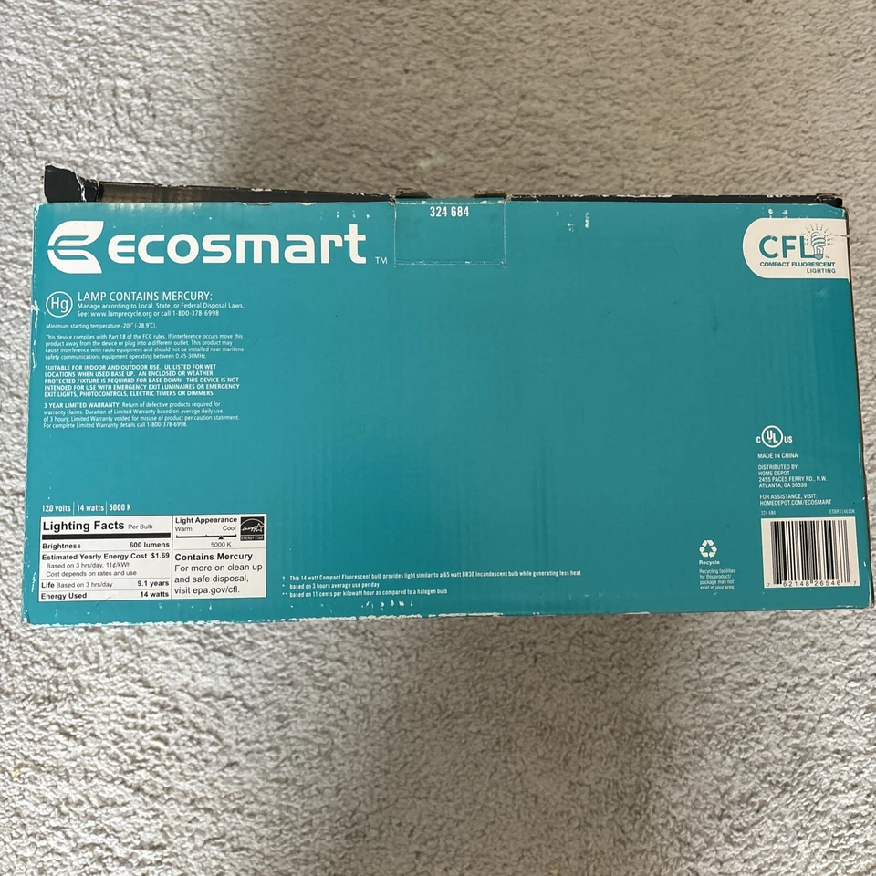 6 Count Ecosmart Daylight Br30 FLUORESCENT,65W - Image 3 of 3