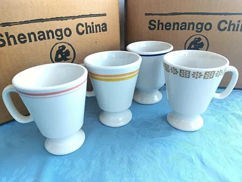 4 DINER Mixed Retro Set COFFEE CUPS Vintage SHENANGO China RESTURANT WARE 